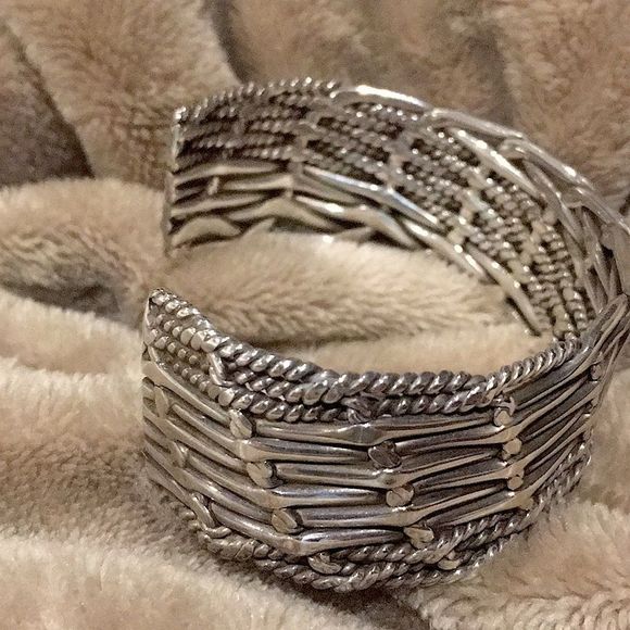 VINTAGE Sterling Silver Modern Cuff Bracelet - Picture 6 of 14